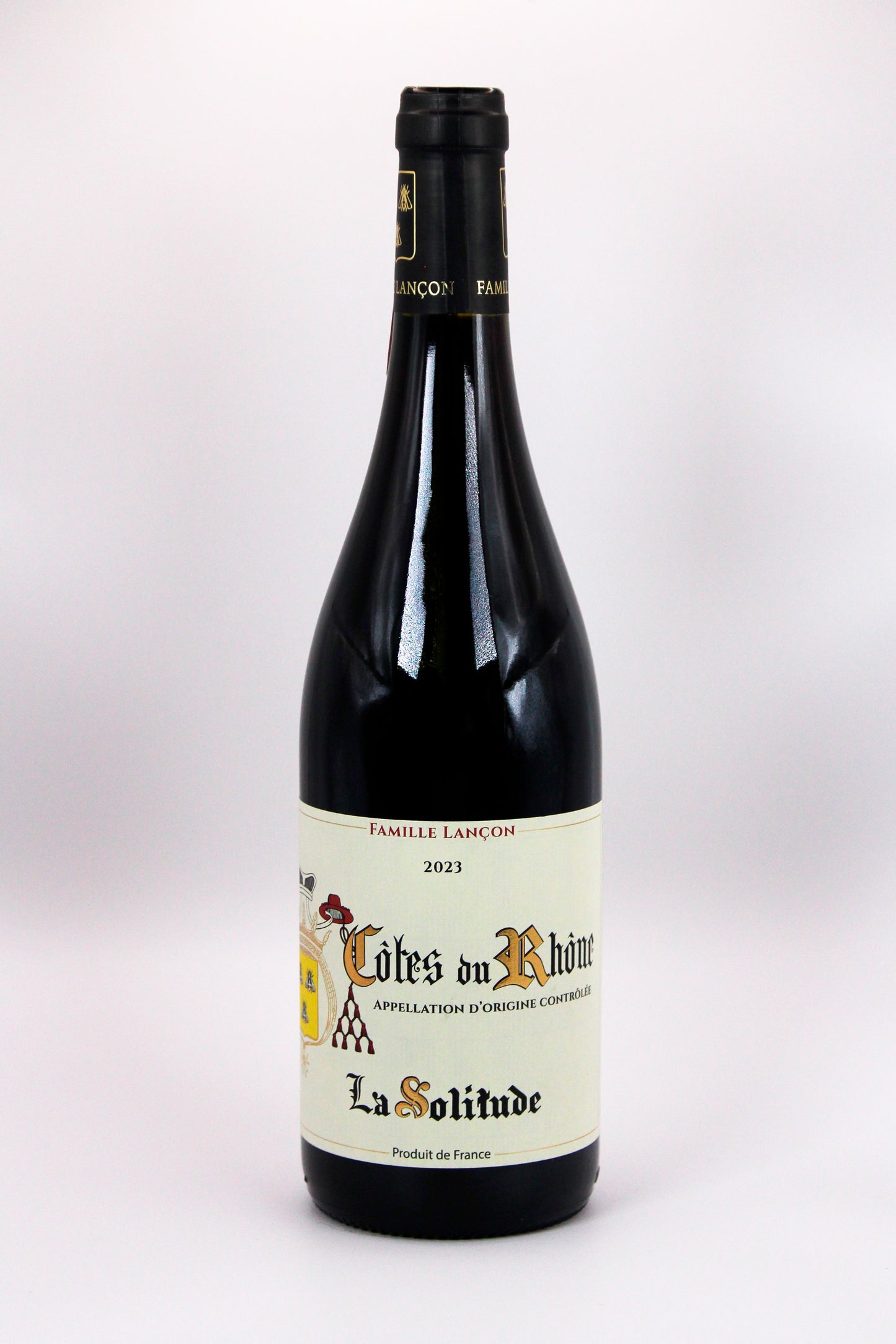 Vino tinto de Francia, Domaine La Solitude Cotes du Rhone Lacon 2023, ideal para charcutería, envíos a todo México