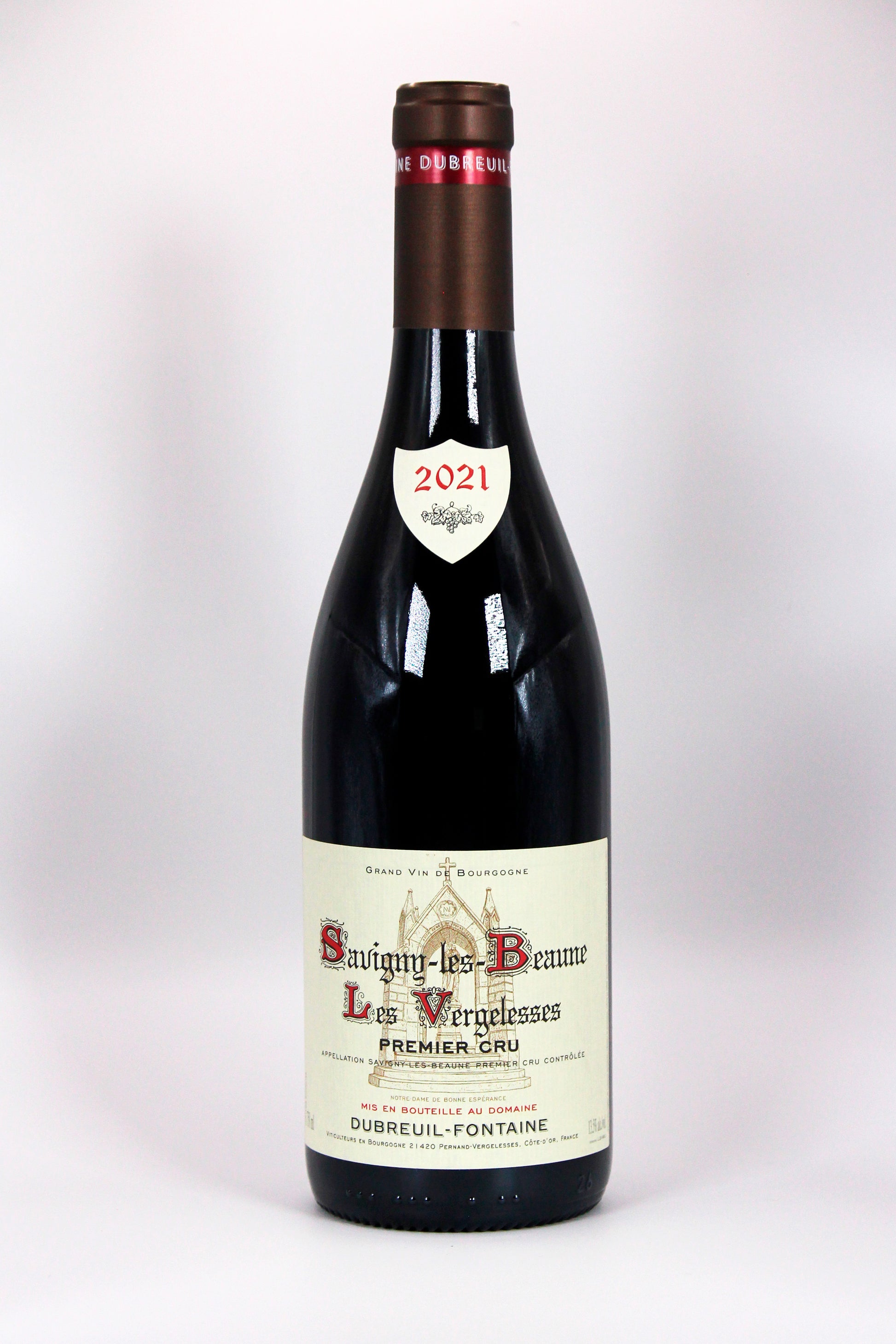 Vino tinto de Francia, Domaine Dubreuil Fontaine Les Vergelesses Savigny Premier Cru 2021, ideal con pollo rostizado, envíos a todo México
